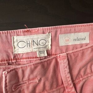 Used Anthropologie Chino Coral Relaxed Trousers Sz 27 or Sz 6